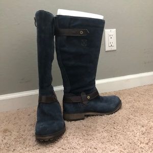 Blue and Brown suede boot